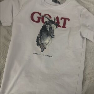 White Graphic Kids T-Shirt with Red Accents